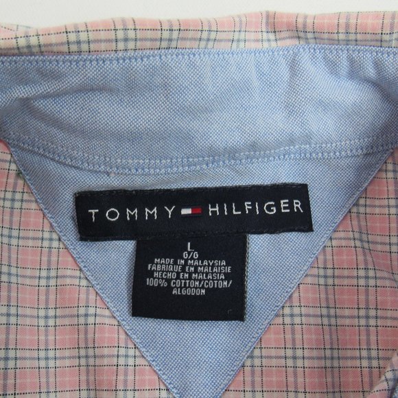 TOMMY HILFIGER MEN'S GINGHAM CASUAL BUTTON DOWN SHIRT SIZE L LONG SLEEVE - Picture 3 of 5